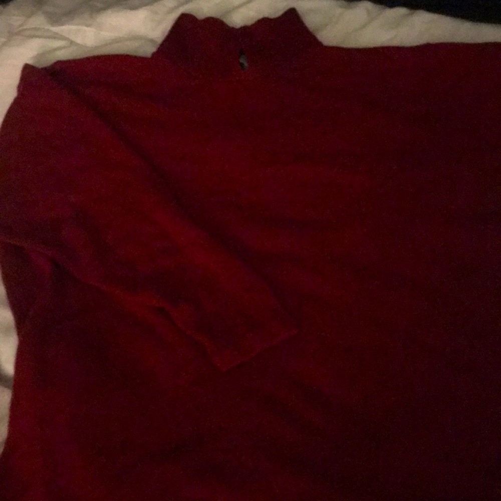red collared sweater
